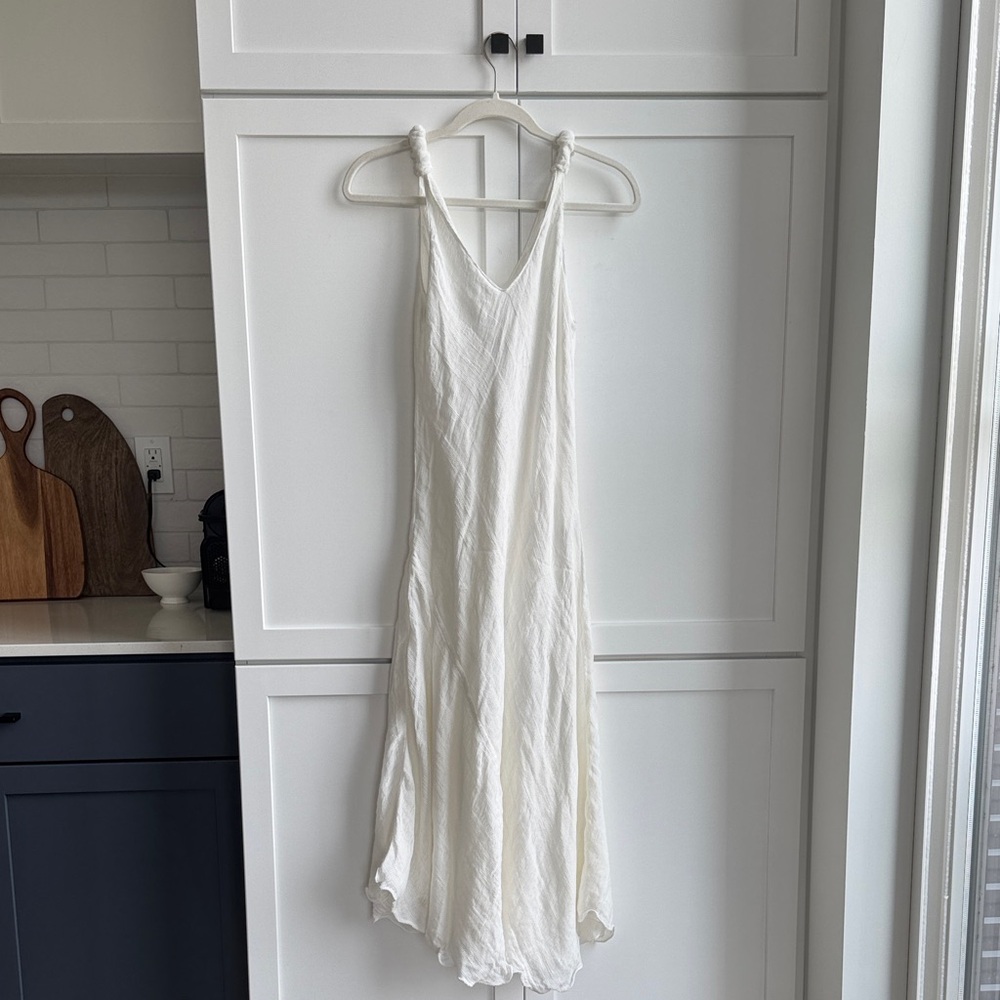 Vanilla Positano White Linen Midi Dress